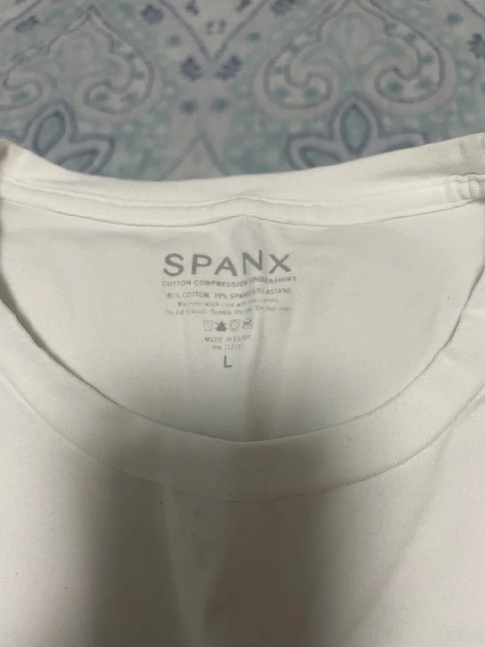SPANX White Men's Undershirt and Boxer Brief Set with Striped Waistband